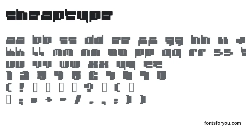 A fonte Cheaptype – alfabeto, números, caracteres especiais