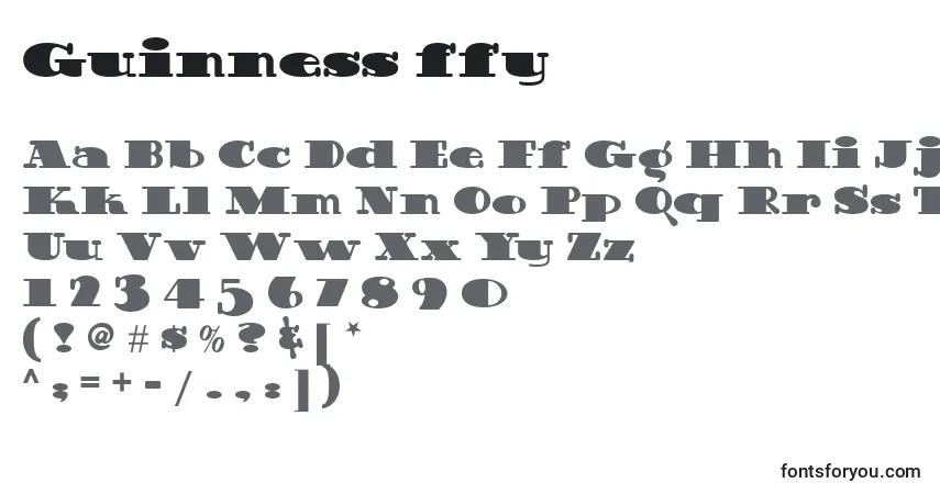 Schriftart Guinness ffy – Alphabet, Zahlen, spezielle Symbole