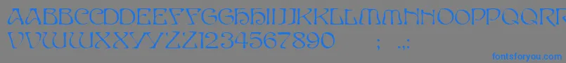 フォントGeTimeWarpCaps – 灰色の背景に青い文字