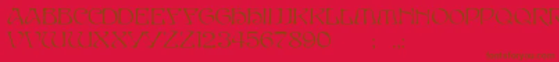 フォントGeTimeWarpCaps – 赤い背景に茶色の文字