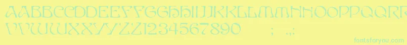 GeTimeWarpCaps-fontti – vihreät fontit keltaisella taustalla