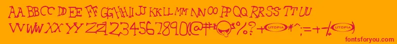 42Emancipated Font – Red Fonts on Orange Background