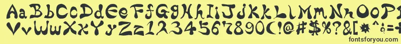 BharaticFontV15-fontti – mustat fontit keltaisella taustalla