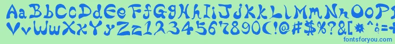 Шрифт BharaticFontV15 – синие шрифты на зелёном фоне