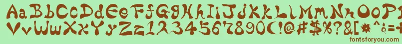 フォントBharaticFontV15 – 緑の背景に茶色のフォント