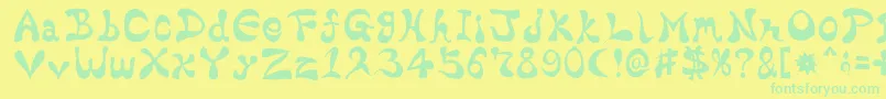 BharaticFontV15-fontti – vihreät fontit keltaisella taustalla