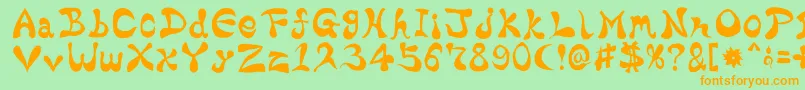 BharaticFontV15-Schriftart – Orangefarbene Schriften auf grünem Hintergrund