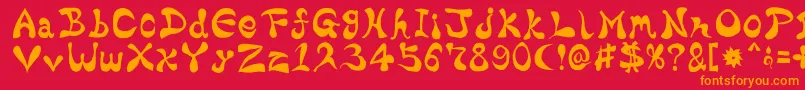 フォントBharaticFontV15 – 赤い背景にオレンジの文字