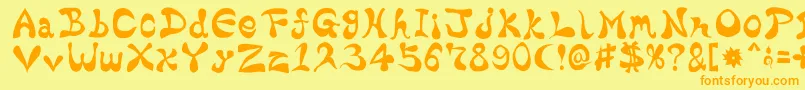 BharaticFontV15-Schriftart – Orangefarbene Schriften auf gelbem Hintergrund