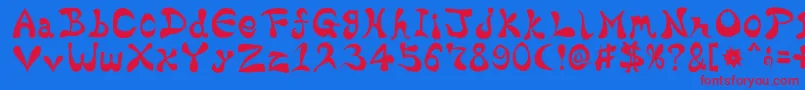 Czcionka BharaticFontV15 – czerwone czcionki na niebieskim tle