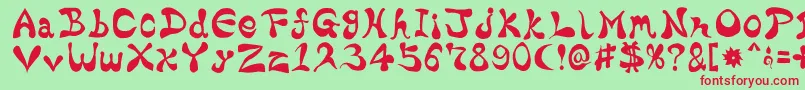 BharaticFontV15-Schriftart – Rote Schriften auf grünem Hintergrund