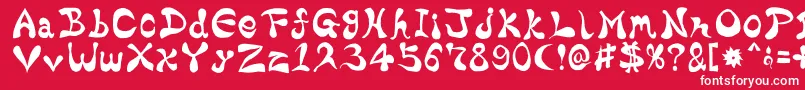 BharaticFontV15-fontti – valkoiset fontit punaisella taustalla