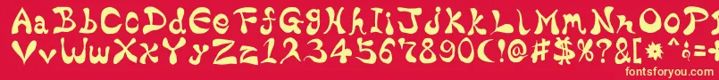 BharaticFontV15-fontti – keltaiset fontit punaisella taustalla