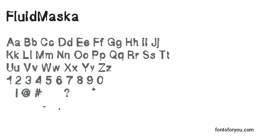 A fonte FluidMaska – alfabeto, números, caracteres especiais