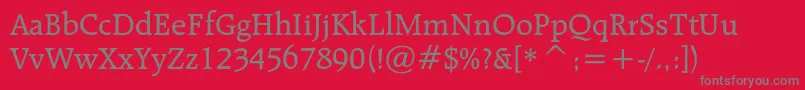 Raleighmediumcbt-Schriftart – Graue Schriften auf rotem Hintergrund