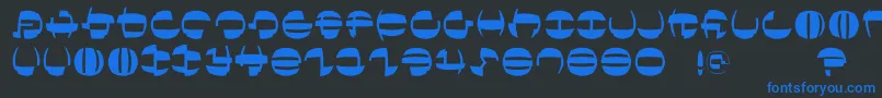 フォントTokyofrankfurtround – 黒い背景に青い文字