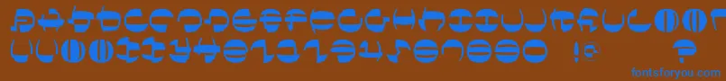 フォントTokyofrankfurtround – 茶色の背景に青い文字