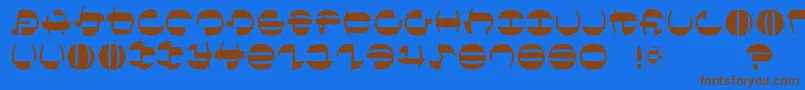 フォントTokyofrankfurtround – 茶色の文字が青い背景にあります。