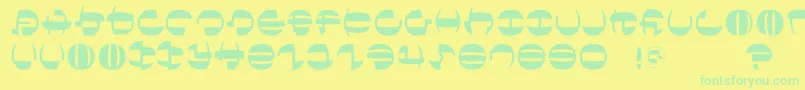 フォントTokyofrankfurtround – 黄色い背景に緑の文字