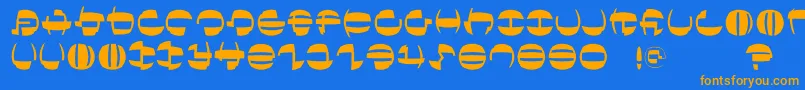 フォントTokyofrankfurtround – オレンジ色の文字が青い背景にあります。