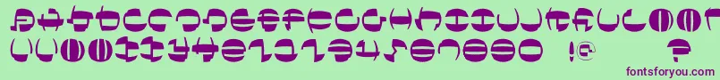 フォントTokyofrankfurtround – 緑の背景に紫のフォント
