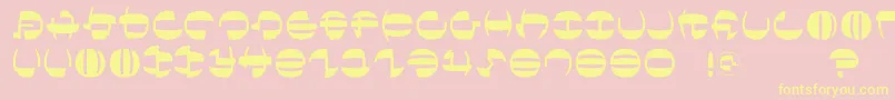 Tokyofrankfurtround-Schriftart – Gelbe Schriften auf rosa Hintergrund