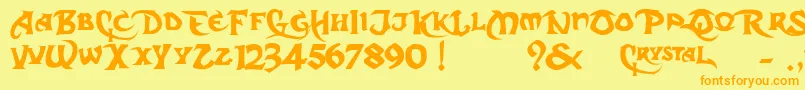 DcS-Schriftart – Orangefarbene Schriften auf gelbem Hintergrund