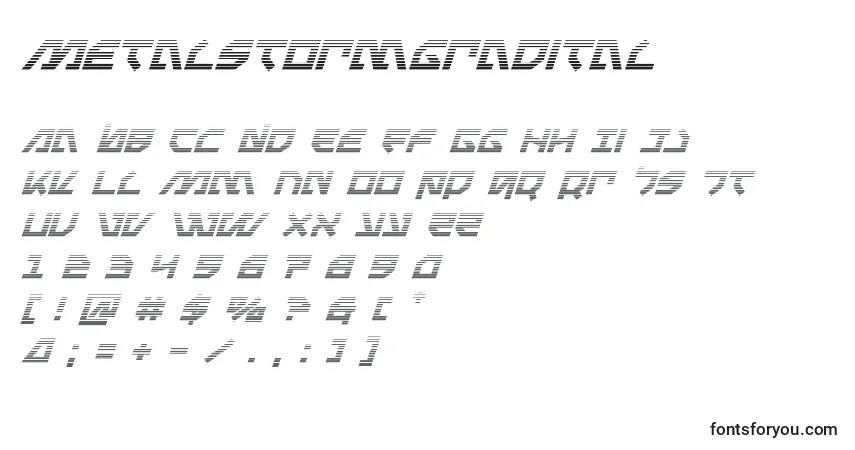Schriftart Metalstormgradital – Alphabet, Zahlen, spezielle Symbole