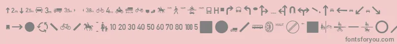 ZeichenZweihundert-fontti – harmaat kirjasimet vaaleanpunaisella taustalla