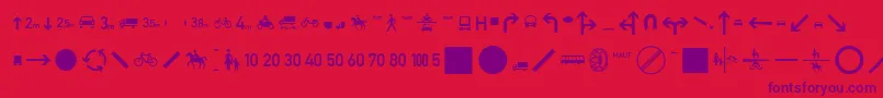 ZeichenZweihundert-fontti – violetit fontit punaisella taustalla
