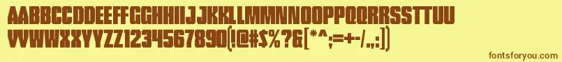 TankRegular-Schriftart – Braune Schriften auf gelbem Hintergrund
