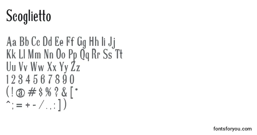 Шрифт Scoglietto – алфавит, цифры, специальные символы