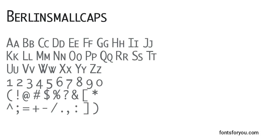Czcionka Berlinsmallcaps – alfabet, cyfry, specjalne znaki