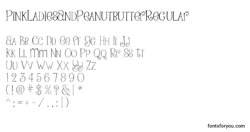 A fonte PinkLadiesAndPeanutbutterRegular – alfabeto, números, caracteres especiais