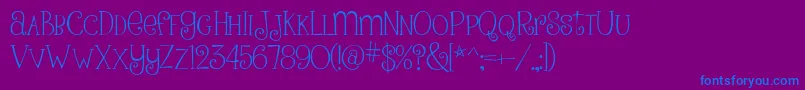Шрифт PinkLadiesAndPeanutbutterRegular – синие шрифты на фиолетовом фоне
