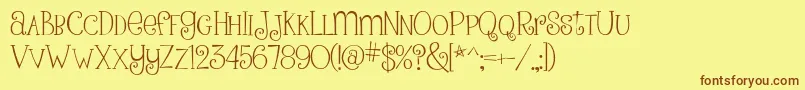 PinkLadiesAndPeanutbutterRegular Font – Brown Fonts on Yellow Background