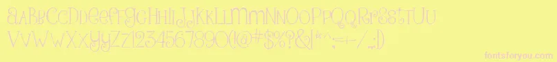 Fonte PinkLadiesAndPeanutbutterRegular – fontes rosa em um fundo amarelo