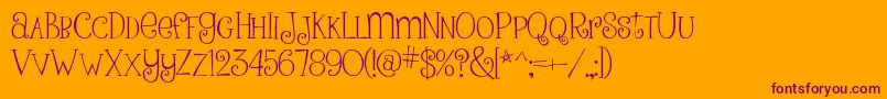 PinkLadiesAndPeanutbutterRegular-Schriftart – Violette Schriften auf orangefarbenem Hintergrund