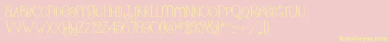 フォントPinkLadiesAndPeanutbutterRegular – 黄色のフォント、ピンクの背景