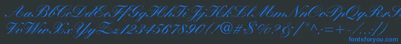 Manuscriptc Font – Blue Fonts on Black Background