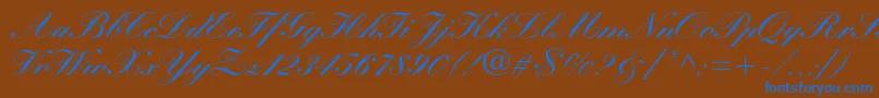 Manuscriptc-Schriftart – Blaue Schriften auf braunem Hintergrund