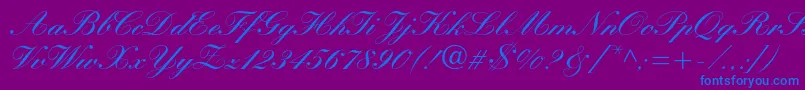 Manuscriptc-Schriftart – Blaue Schriften auf violettem Hintergrund