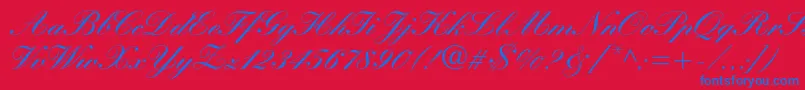 Manuscriptc Font – Blue Fonts on Red Background