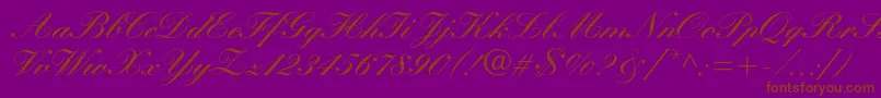 Manuscriptc-Schriftart – Braune Schriften auf violettem Hintergrund