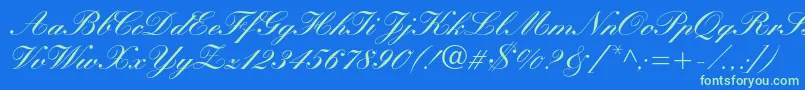 Manuscriptc Font – Green Fonts on Blue Background