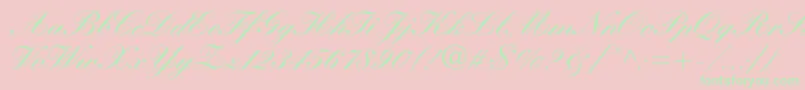 Manuscriptc-Schriftart – Grüne Schriften auf rosa Hintergrund