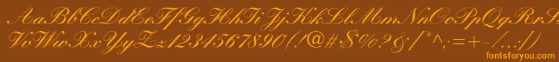 Manuscriptc-Schriftart – Orangefarbene Schriften auf braunem Hintergrund