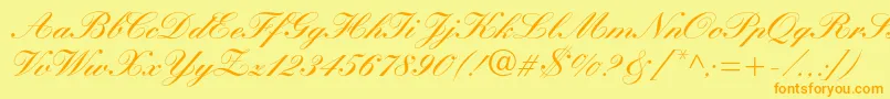 Manuscriptc Font – Orange Fonts on Yellow Background