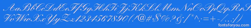 Manuscriptc-Schriftart – Rosa Schriften auf blauem Hintergrund