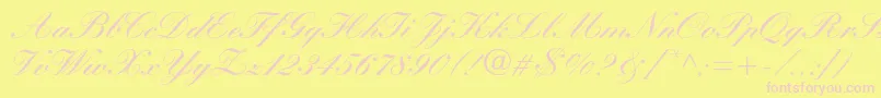 Manuscriptc-Schriftart – Rosa Schriften auf gelbem Hintergrund